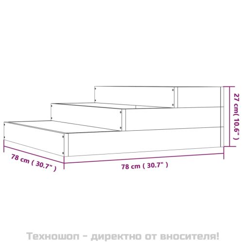 Плантер, сив, 78x78x27 см, борово дърво масив