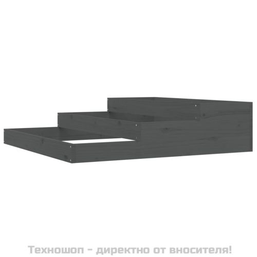 Плантер, сив, 107x107x27 см, борово дърво масив