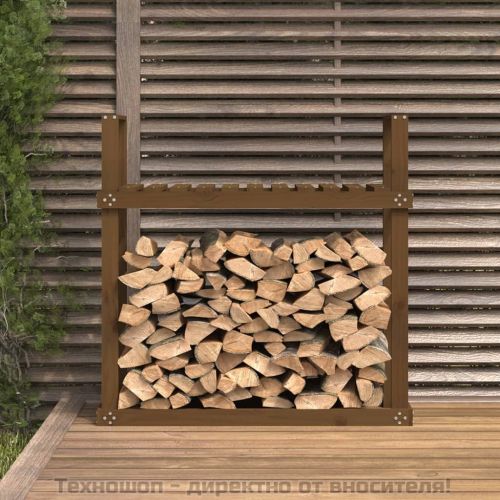 Поставка дърва за огрев меденокафява 110x35x108,5 см бор масив