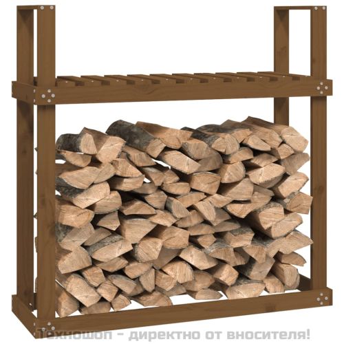 Поставка дърва за огрев меденокафява 110x35x108,5 см бор масив
