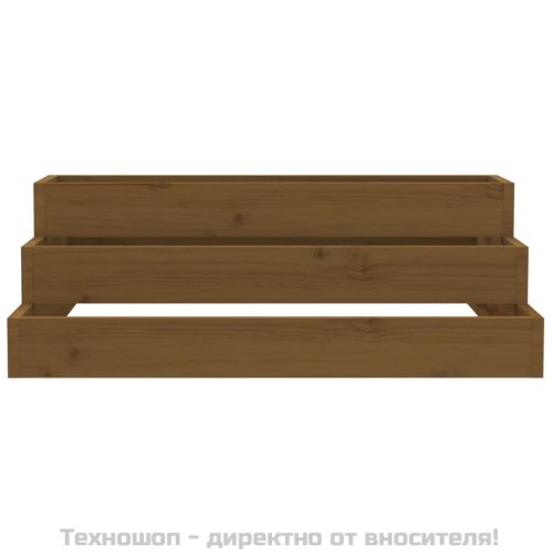 Плантер, меденокафяв, 80x80x27 см, борово дърво масив