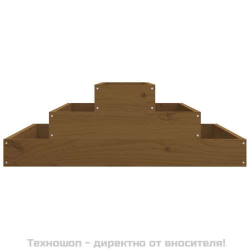 Плантер, меденокафяв, 80x80x27 см, борово дърво масив
