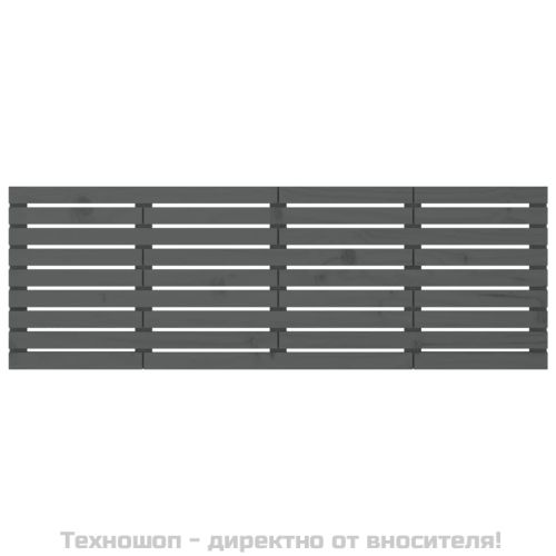 Стенна табла за спалня, сива, 206x3x63 см, борово дърво масив