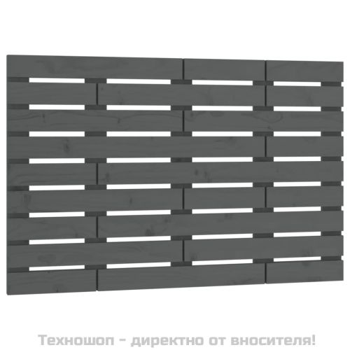 Стенна табла за спалня, сива, 106x3x63 см, борово дърво масив