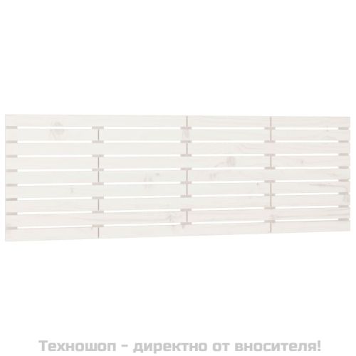 Стенна табла за спалня, бяла, 206x3x63 см, борово дърво масив