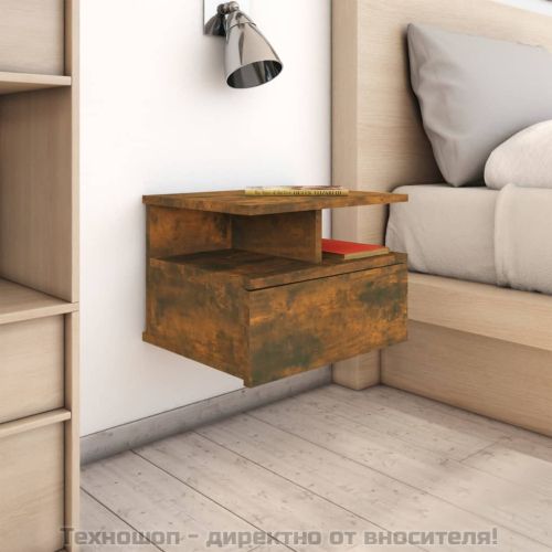 Плаващи нощни шкафчета 2 бр опушен дъб 40x31x27 см инж. дърво