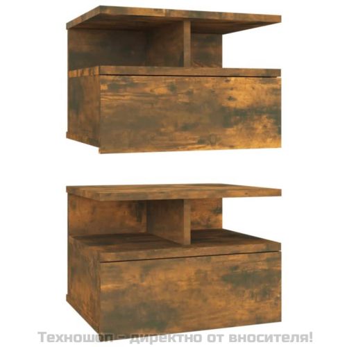 Плаващи нощни шкафчета 2 бр опушен дъб 40x31x27 см инж. дърво