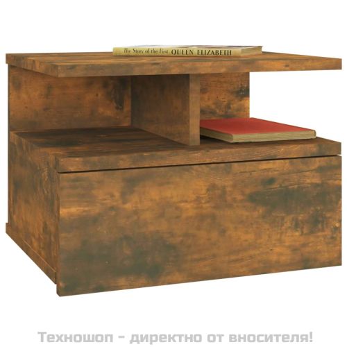 Плаващи нощни шкафчета 2 бр опушен дъб 40x31x27 см инж. дърво