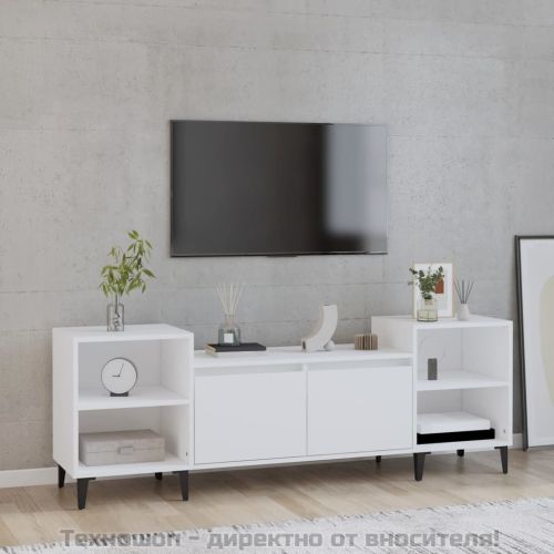 ТB шкаф, бял, 160x35x55 см, инженерно дърво