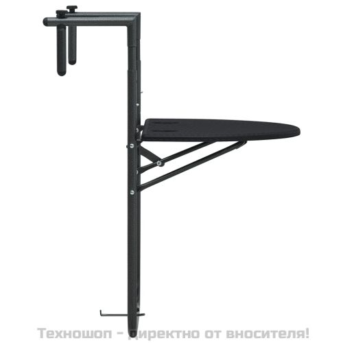 Окачена балконска маса, черна, 60x64x83,5 см, пластмасов ратан