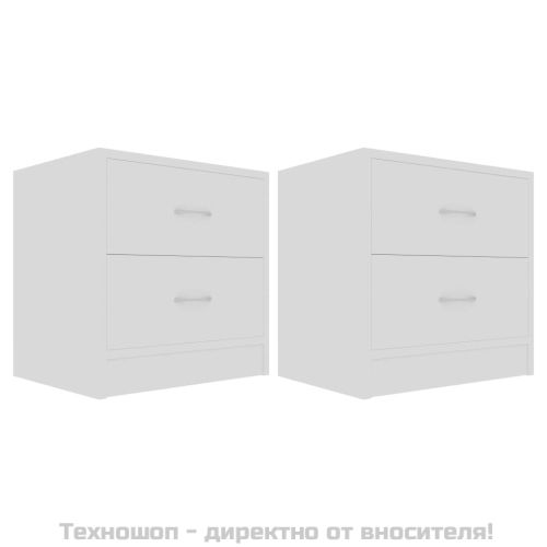 Нощни шкафчета, 2 бр, бели, 40x30x40 см, инженерно дърво