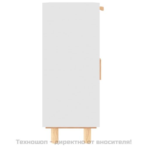 Сайдборд, бял, 60x30x75 см, бор масив и естествен ратан