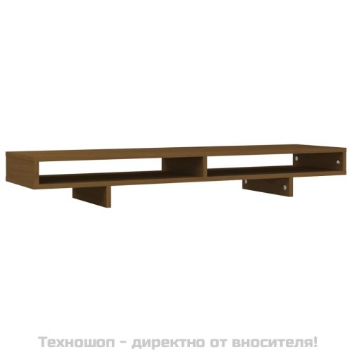 Поставка за монитор, меденокафява, 100x27x14 см, бор масив