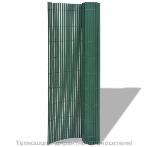 Двустранна градинска ограда, PVC, 90x500 см, зелена