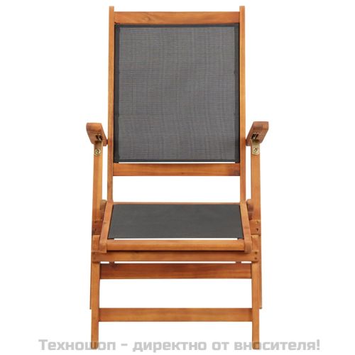 Шезлонг за открито, масивно акациево дърво и текстил