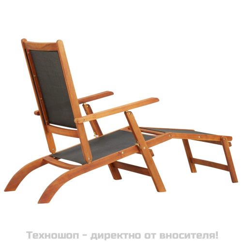 Шезлонг за открито, масивно акациево дърво и текстил