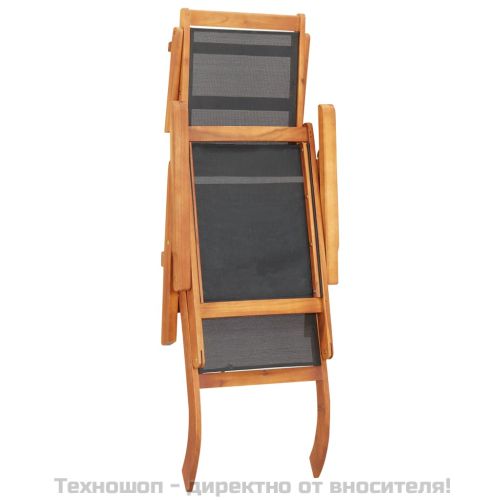 Шезлонг за открито, масивно акациево дърво и текстил