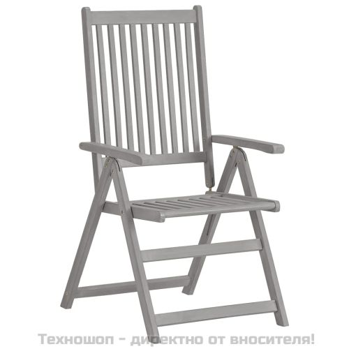 Градински накланящи се столове, 2 бр, сиви, акация масив