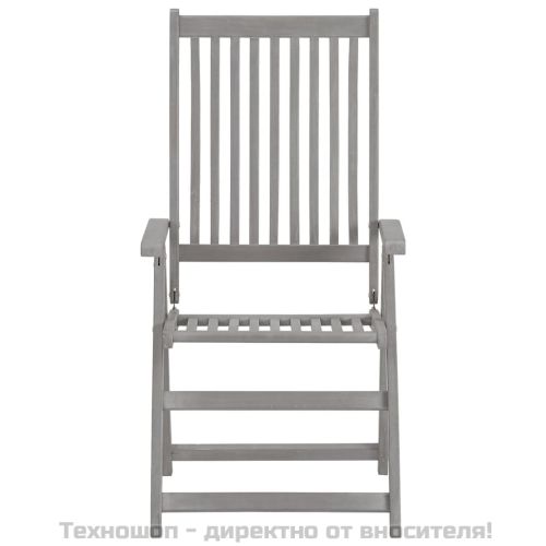 Градински накланящи се столове, 2 бр, сиви, акация масив