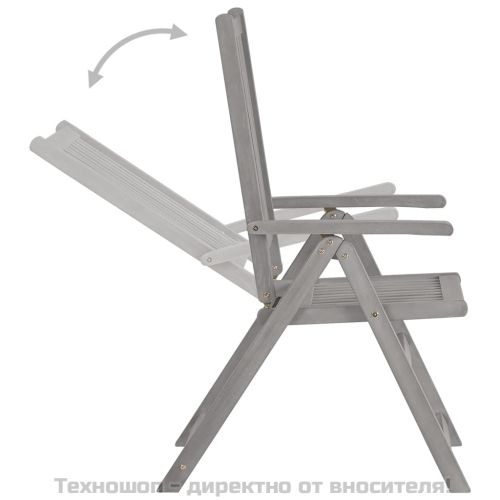 Градински накланящи се столове, 2 бр, сиви, акация масив