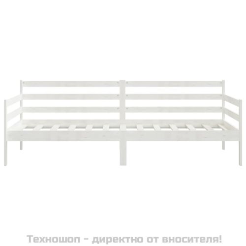 Дневно легло без матрак, бял, борово дърво масив, 90x200 см