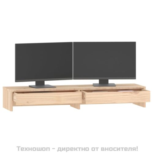 Поставка за монитор, 100x27x15 см, бор масив