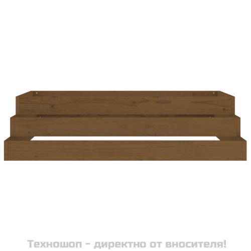 Плантер, меденокафяв, 110x110x27 см, борово дърво масив