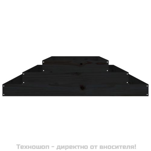 Плантер, черен, 110x110x27 см, борово дърво масив