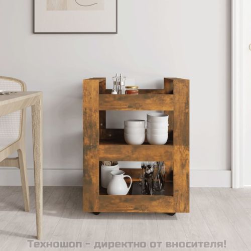Кухненска количка, опушен дъб, 60x45x80 см, инженерно дърво
