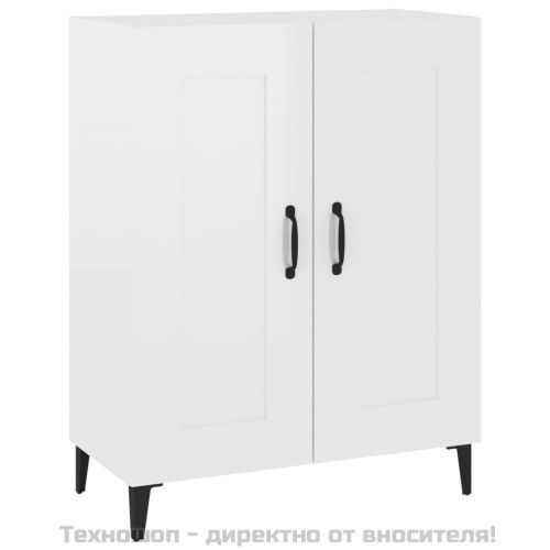 Сайдборд, бял гланц, 69,5x34x90 см, инженерно дърво