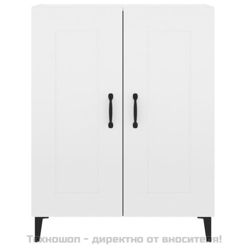 Сайдборд, бял гланц, 69,5x34x90 см, инженерно дърво