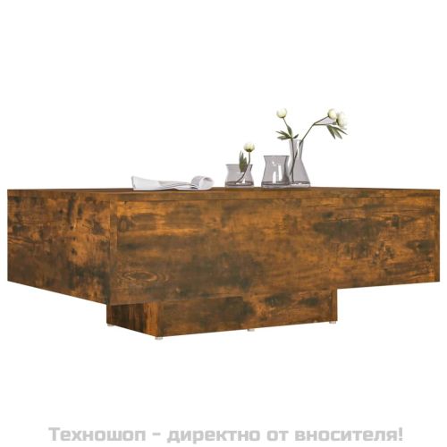 Маса за кафе, опушен дъб, 85x55x31 см, инженерно дърво