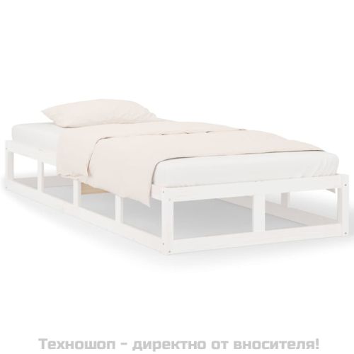 Рамка за легло, бяла, 90х200 см, масивно дърво