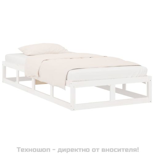 Рамка за легло, бяла, 90х200 см, масивно дърво
