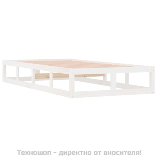 Рамка за легло, бяла, 90х200 см, масивно дърво