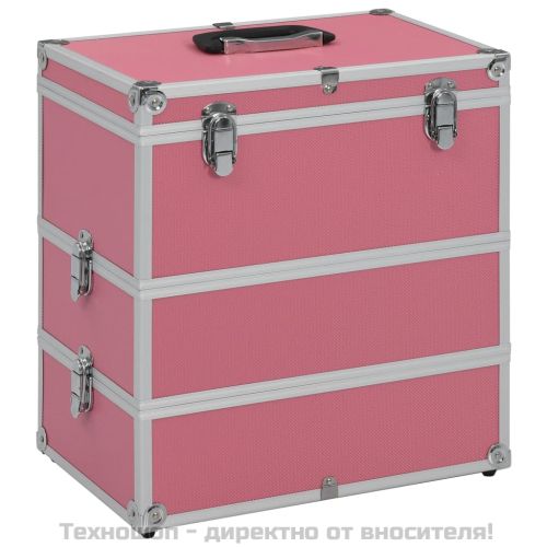 Куфар за гримове, 37x24x40 см, розов, алуминий