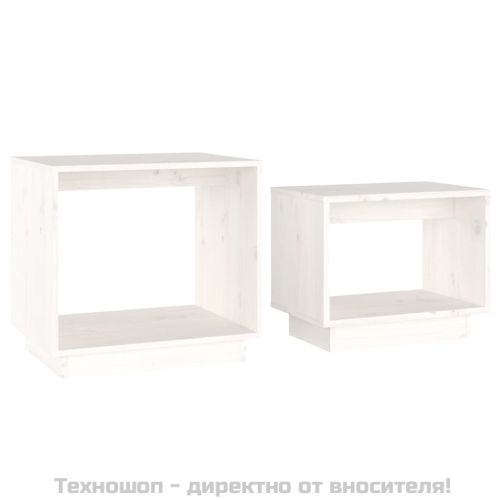 Стифиращи масички за кафе, 2 бр, бели, бор масив