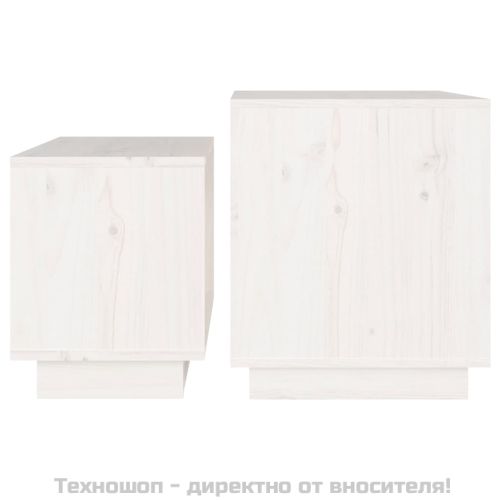 Стифиращи масички за кафе, 2 бр, бели, бор масив