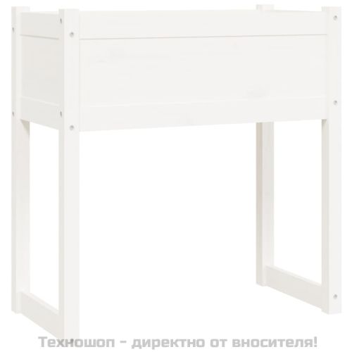 Плантер, бяла, 78x40x81 см, борово дърво масив