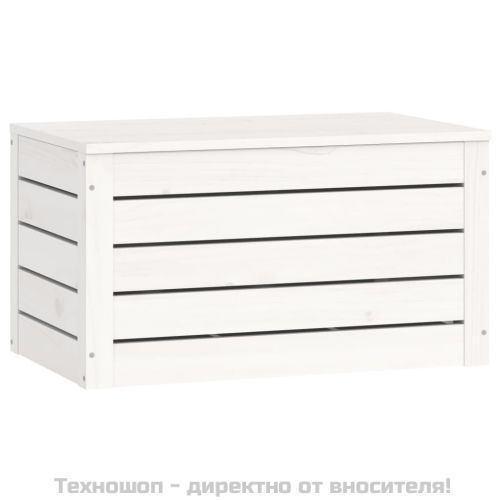 Кутия за съхранение, бяла, 59,5x36,5x33 см, борово дърво масив