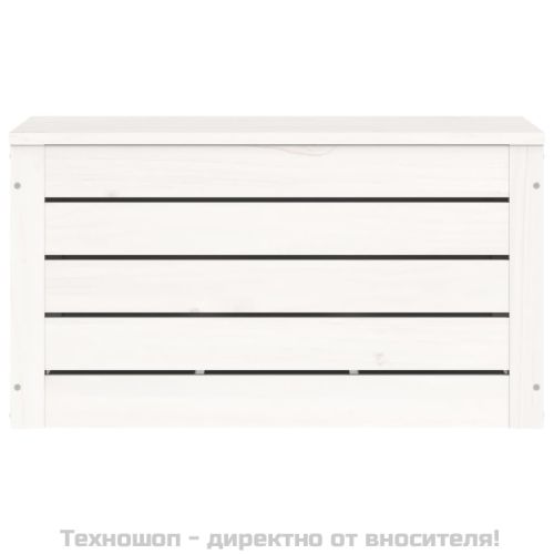 Кутия за съхранение, бяла, 59,5x36,5x33 см, борово дърво масив
