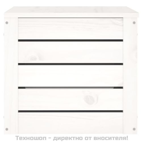 Кутия за съхранение, бяла, 59,5x36,5x33 см, борово дърво масив