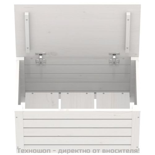 Кутия за съхранение, бяла, 59,5x36,5x33 см, борово дърво масив