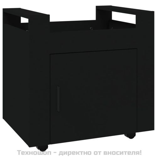 Бюро на колелца, черно, 60x45x60 см, инженерно дърво