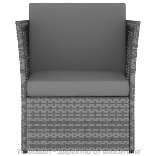 Градински стол с табуретка, полиратан, антрацит