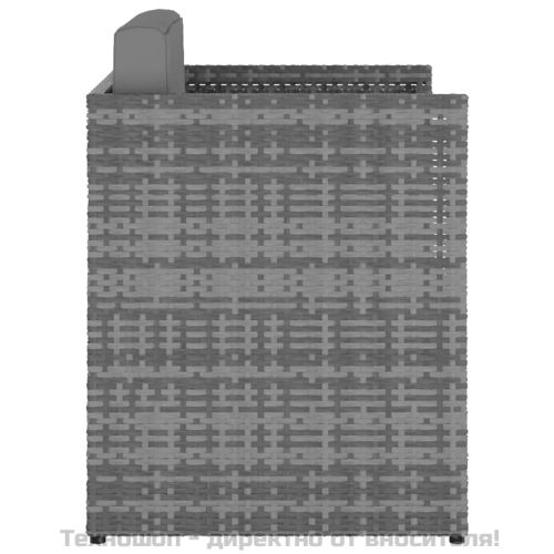 Градински стол с табуретка, полиратан, антрацит