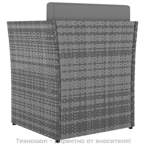 Градински стол с табуретка, полиратан, антрацит