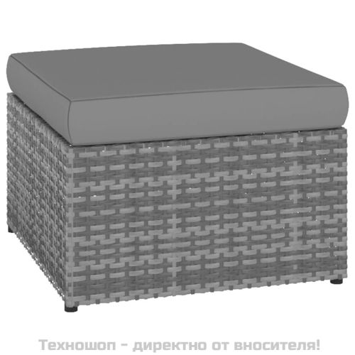 Градински стол с табуретка, полиратан, антрацит