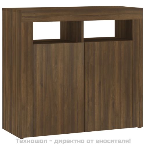Сайдборд с LED светлини, кафяв дъб, 80x35x75 см