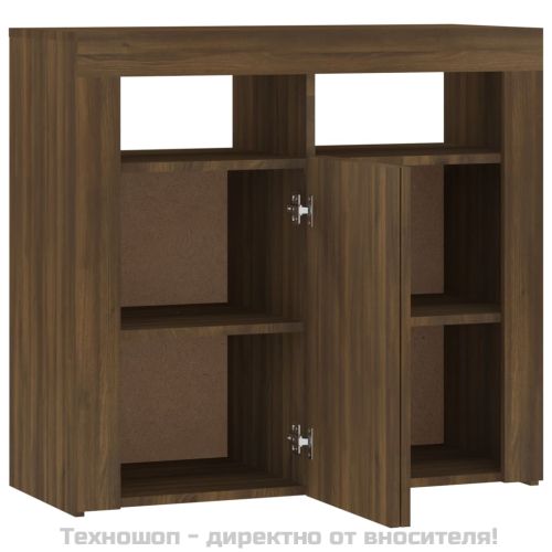 Сайдборд с LED светлини, кафяв дъб, 80x35x75 см